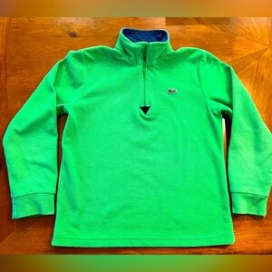 LACOSTE Kids Bright Green Quarter-Zip Sweatshirt